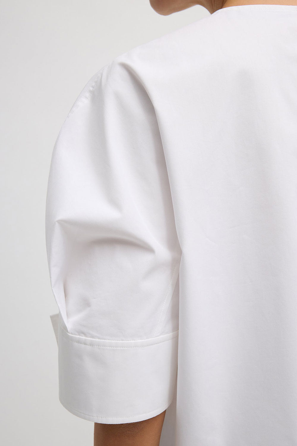 Tibi Poplin Reverse Sleeve Top White