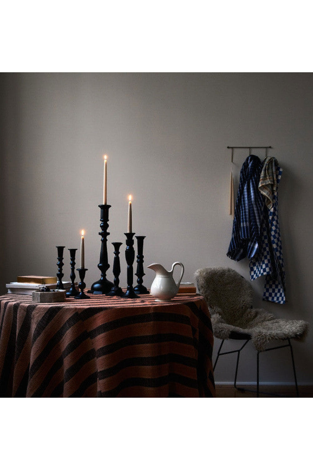 Georgian Black Lacquered Candlestick No.1