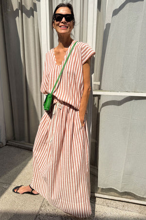 Two New York Geometric Top Terracotta Stripe