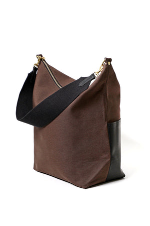 Clare V. Sophie Canvas Bag With Leather Kalamata Black