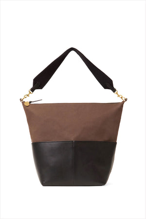 Clare V. Sophie Canvas Bag With Leather Kalamata Black