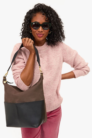 Clare V. Sophie Canvas Bag With Leather Kalamata Black