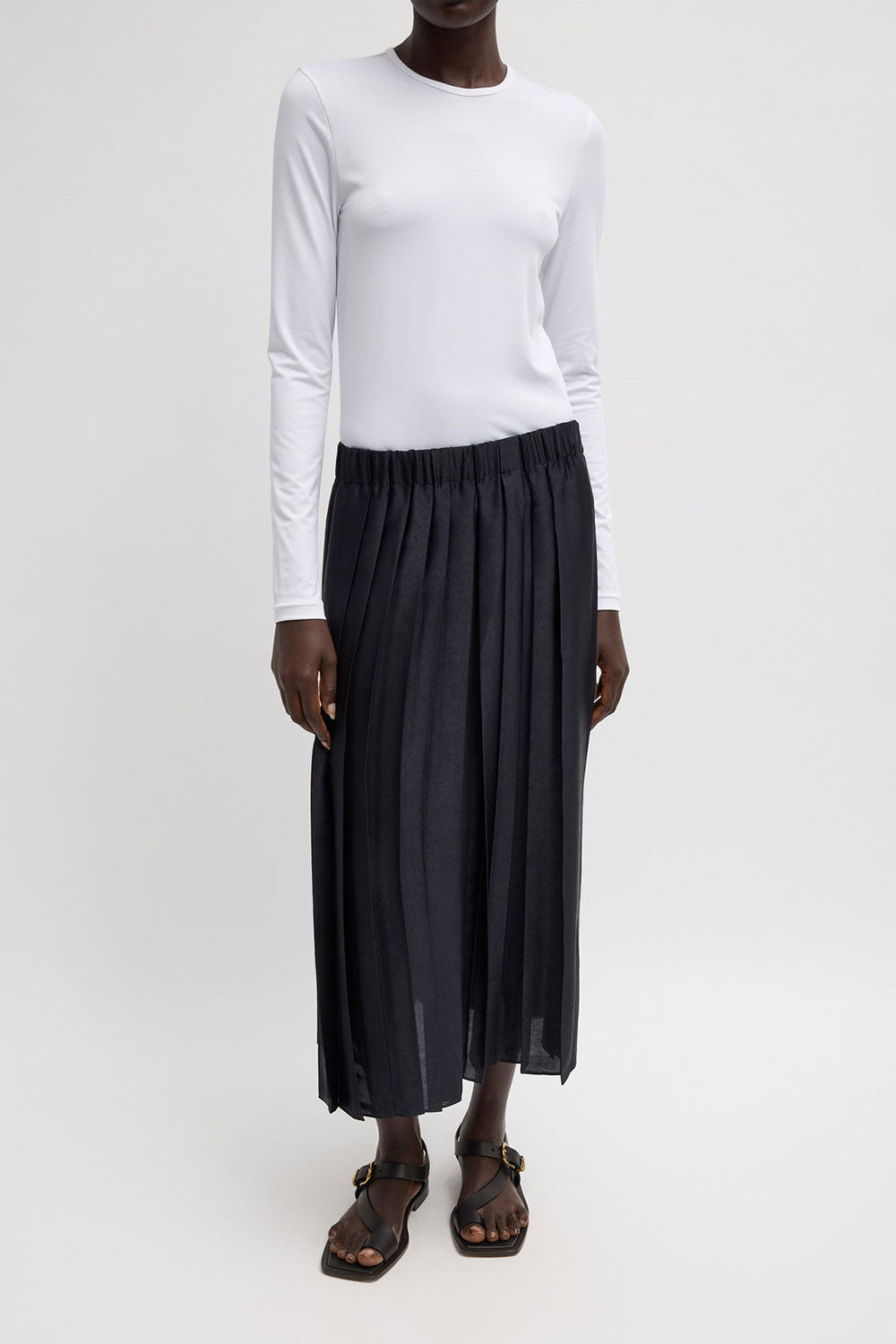 Tibi Pleated Pull On Skirt Black