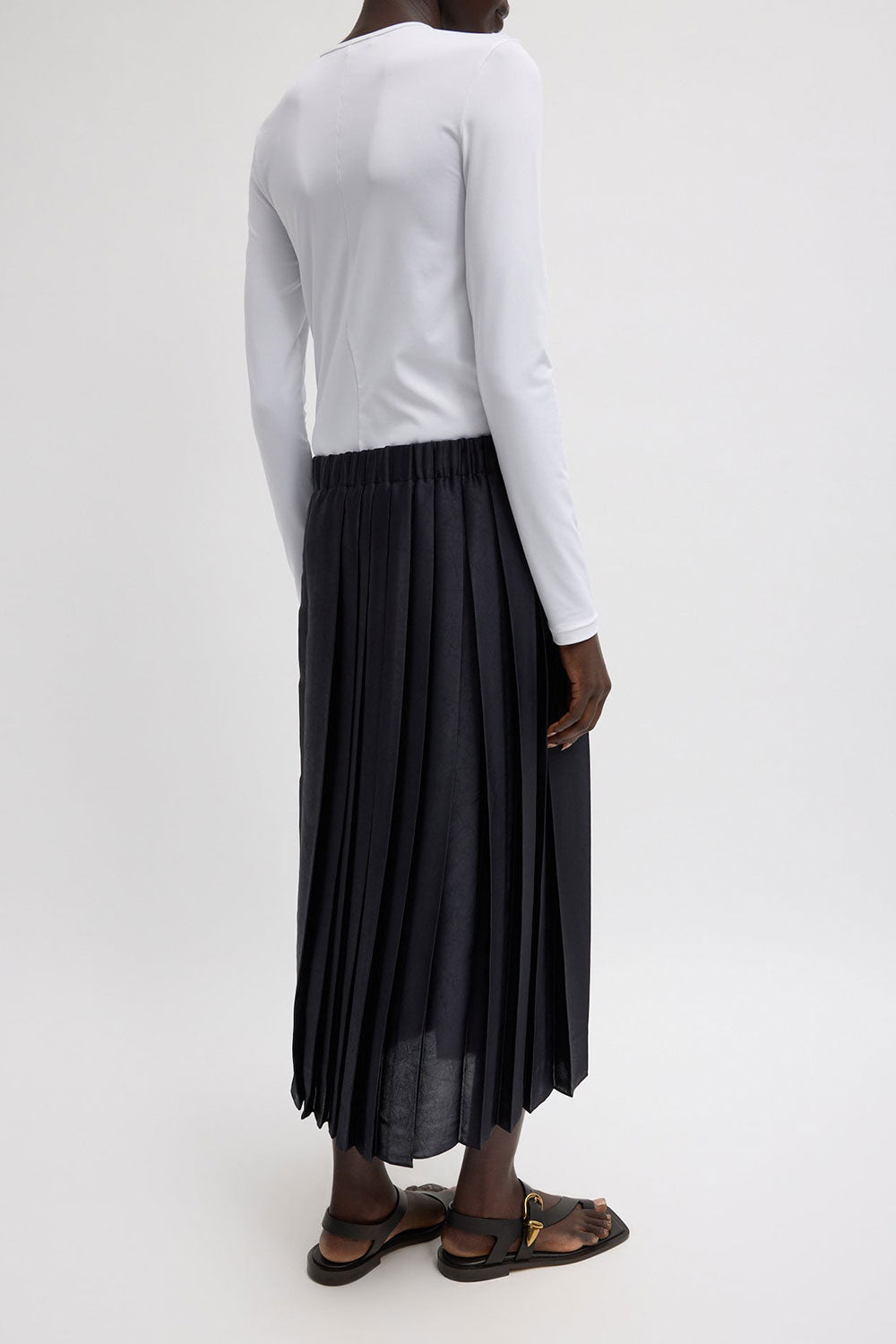 Tibi Pleated Pull On Skirt Black