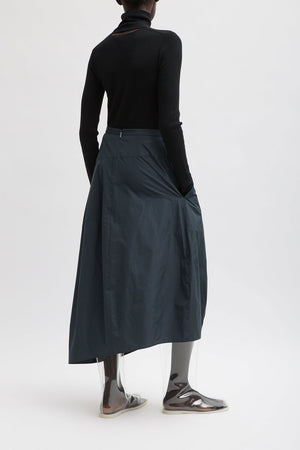 Tibi Asymmetrical Balloon Skirt Navy Multi