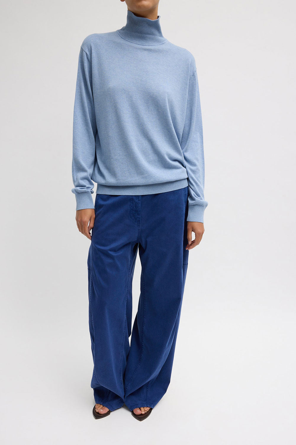 Tibi Stretch Twill Sid Pant Bright Navy
