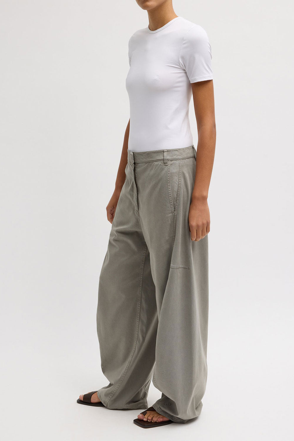 Tibi Stretch Twill Sid Pant Pewter