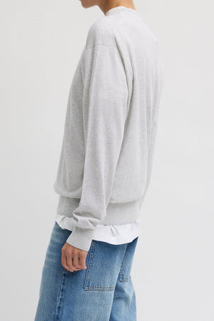 Tibi Fine V Neck Pullover Light Heather Grey