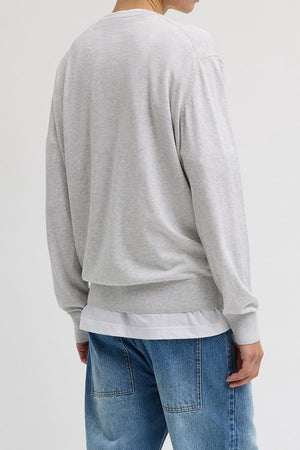 Tibi Fine V Neck Pullover Light Heather Grey