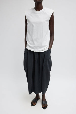 Tibi Padded Shoulder Sleeveless Top White