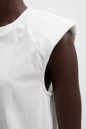 Tibi Padded Shoulder Sleeveless Top White