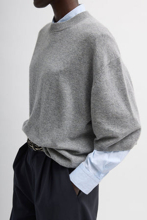 Tibi Washable Cashmere Easy Tee Heather Grey