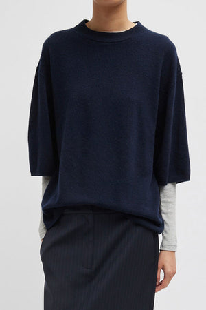 Tibi Cashmere Oversized Easy Tee Navy