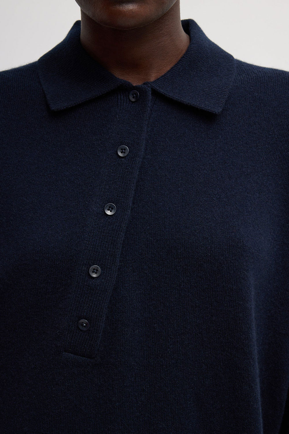 Tibi Washable Cashmere Oversized Easy T Polo Navy