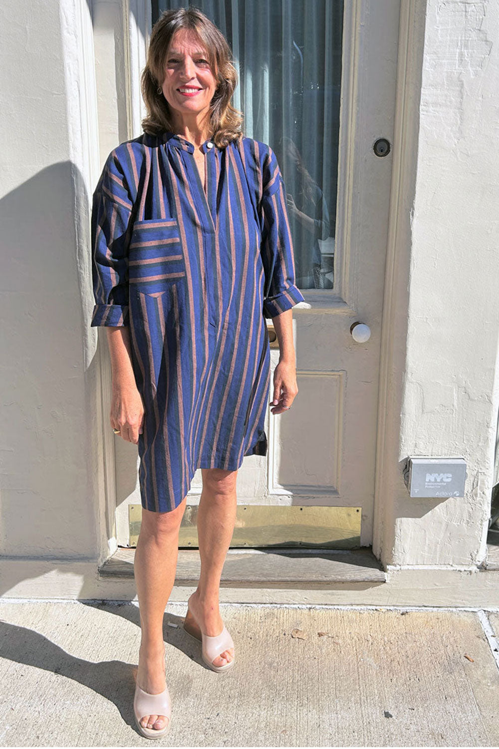 Two New York Long Sleeve Tunic Blue Black Clay