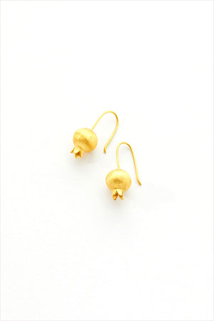 Aphrodite's Fruit Pomegranate Earrings - Plain Gold