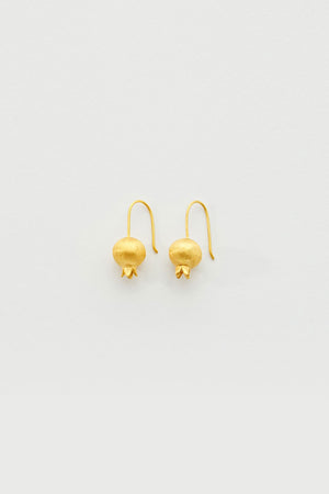 Aphrodite's Fruit Pomegranate Earrings - Plain Gold