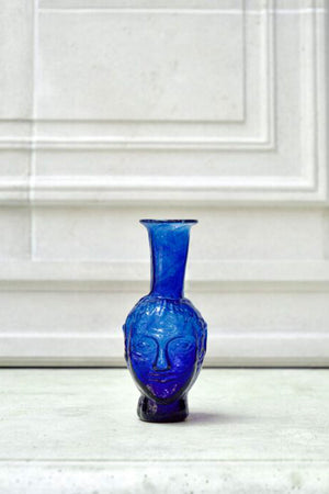Vase Tete Blue 6.25" Glass Vase