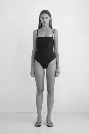 Belle Anna Ruched Maillot One-Piece Swimsuit Taupe