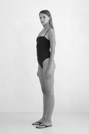 Belle Anna Ruched Maillot One-Piece Swimsuit Taupe