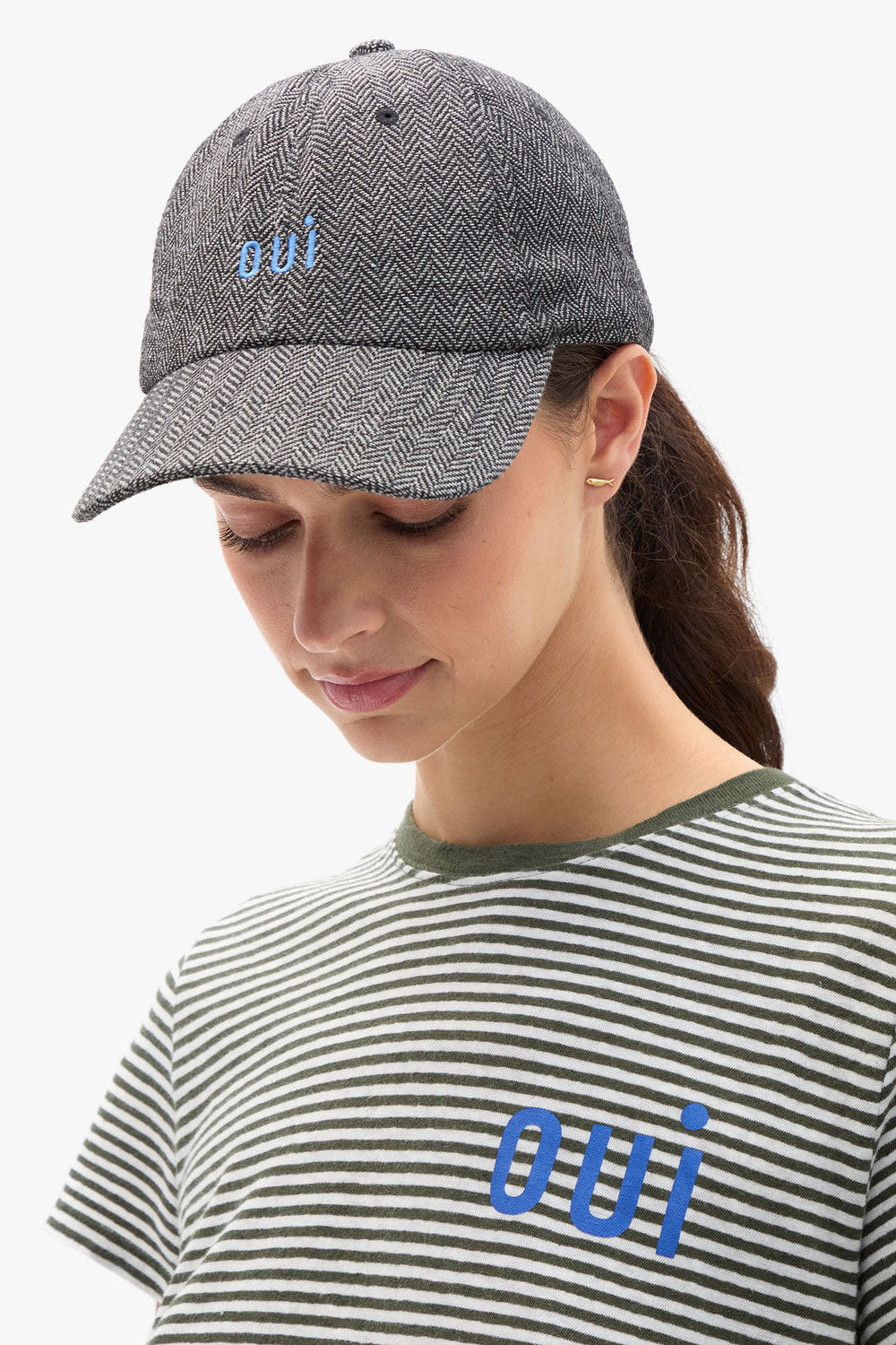 Clare V Oui Wool Baseball Hat Black/White