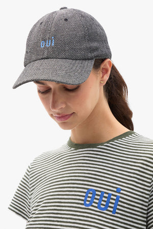 Clare V Oui Wool Baseball Hat Black/White