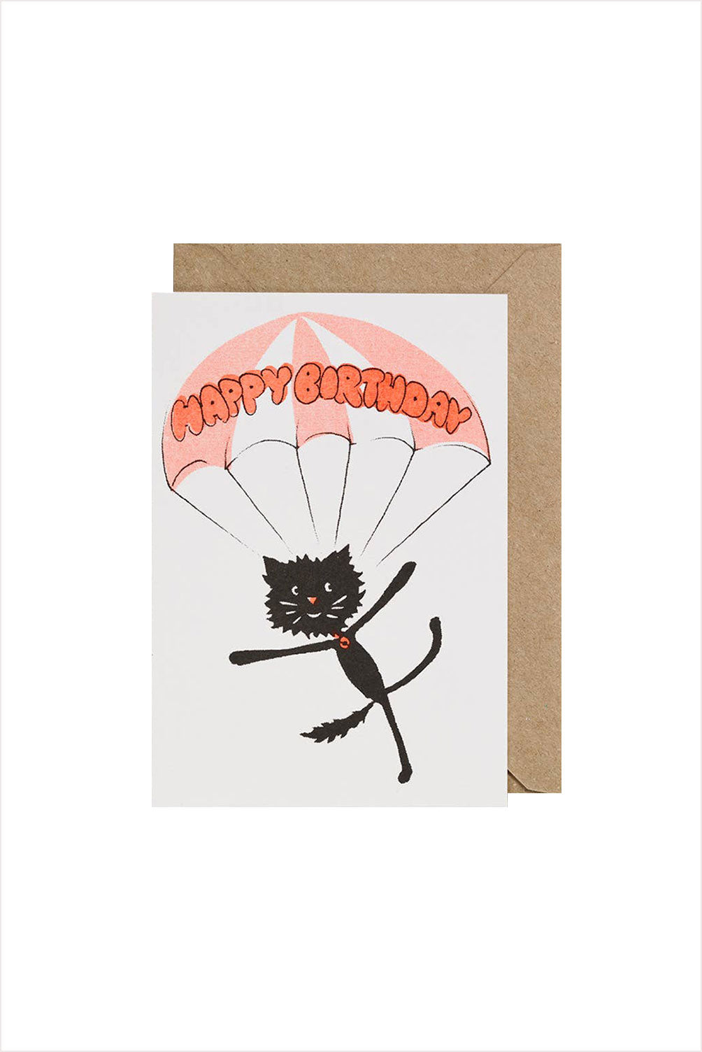 Cat Parachute Birthday Card