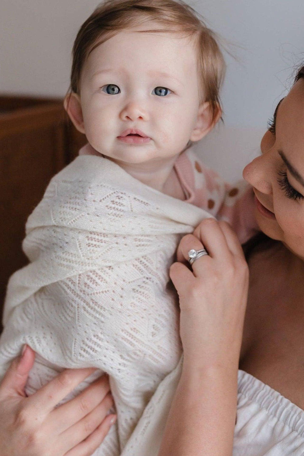 Vintage Cashmere Baby Blanket Snowflake