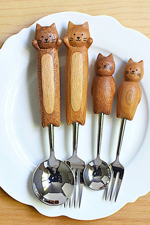 Hand-Carved Kitten Spoon