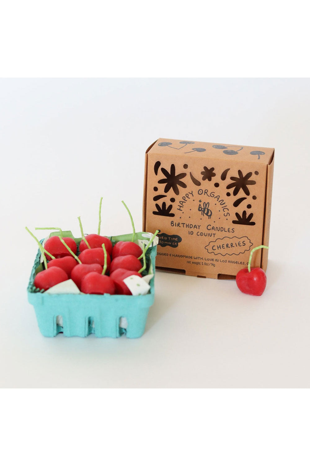 Beeswax Cherry Birthday Candles - 10 Pack
