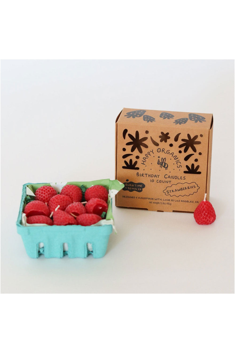 Beeswax Strawberry Birthday Candles - 10 Pack