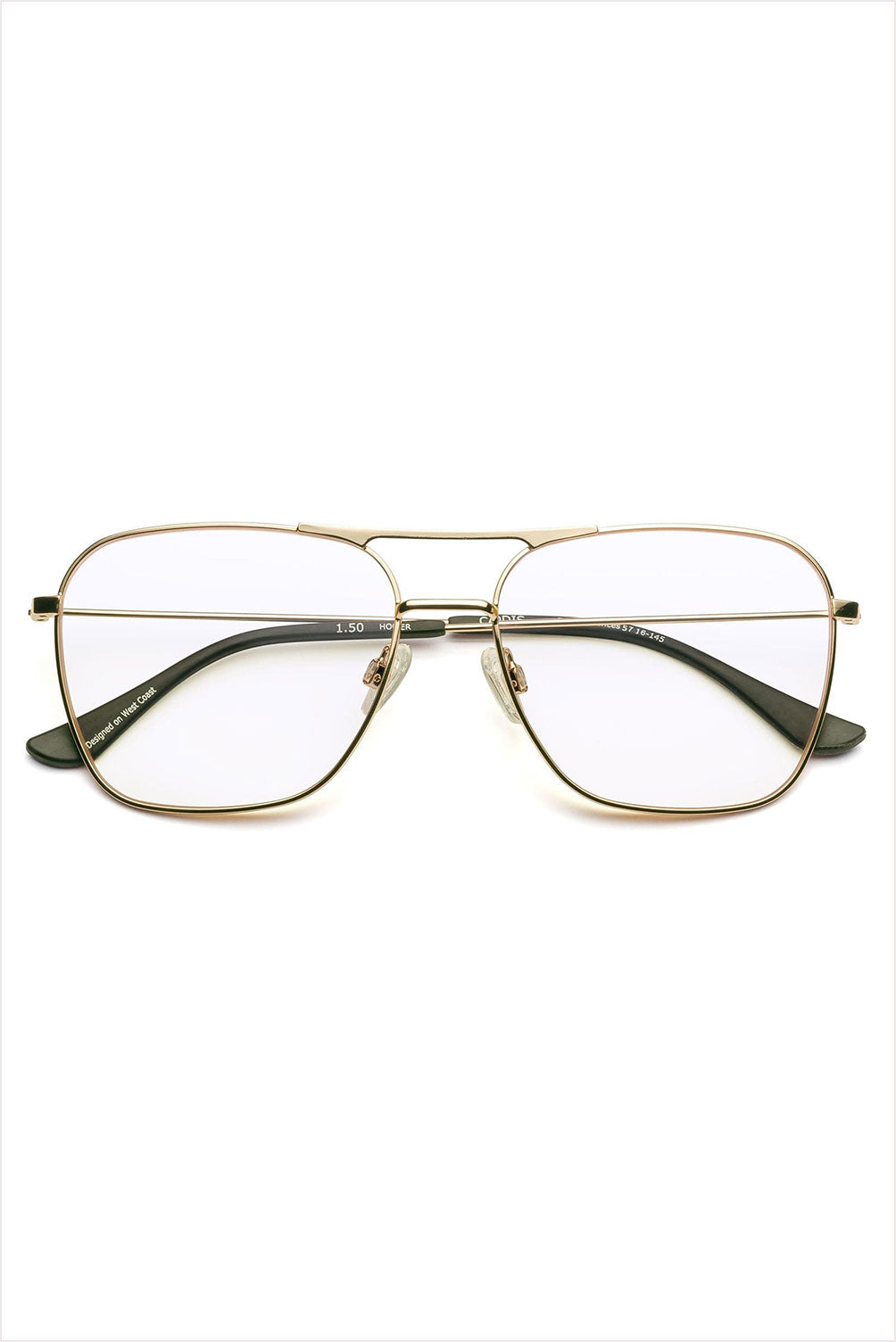 Hooper Reading Glasses Polished Gold Green