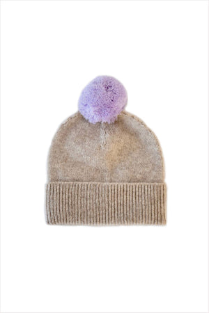 Cashmere Kids Pom Pom Beanie Toast