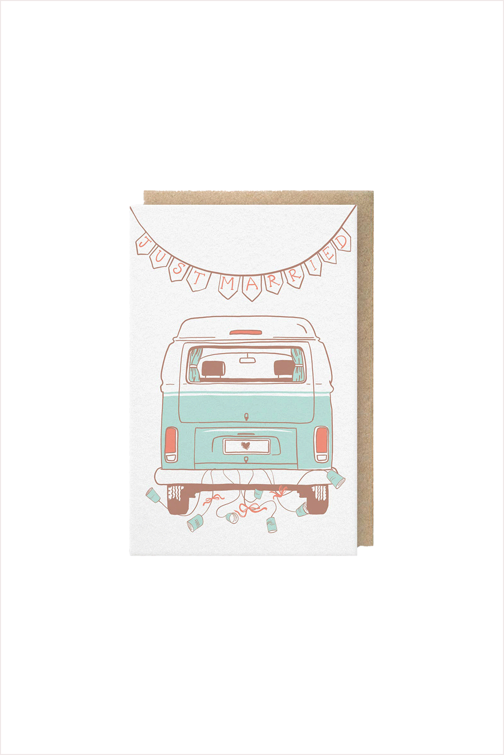 Just Married Camper Van Wedding Card