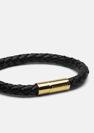Leather Bracelet Black/ Gold