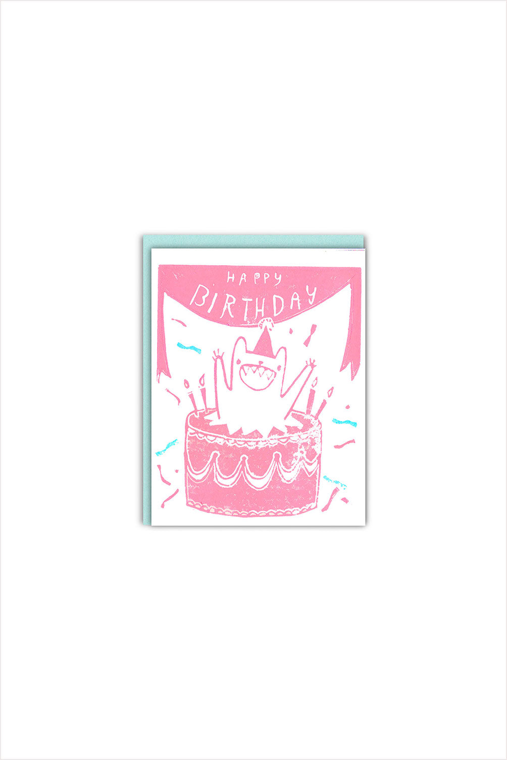 Jumping Out Of A Cake Birthday Card
