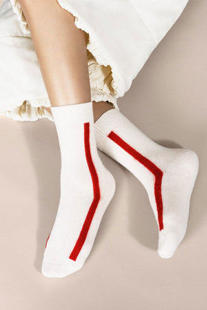 Racing Stripe Cashmere Crew Sock