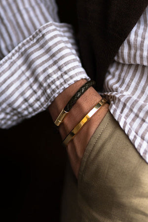 Leather Bracelet Black/ Gold