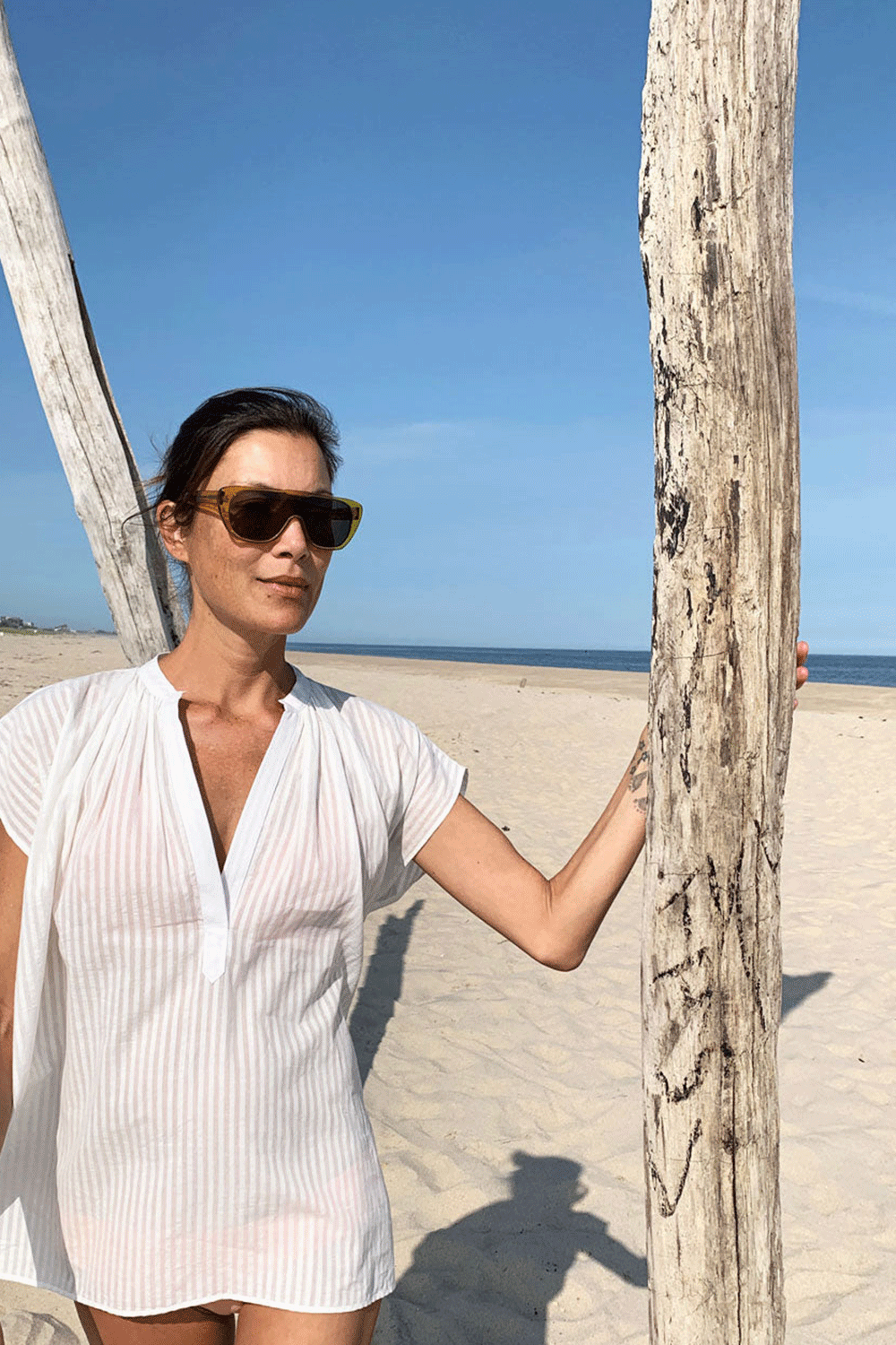 Two New York Khadi Stripe Shirt Short Sleeve White - flora and henri