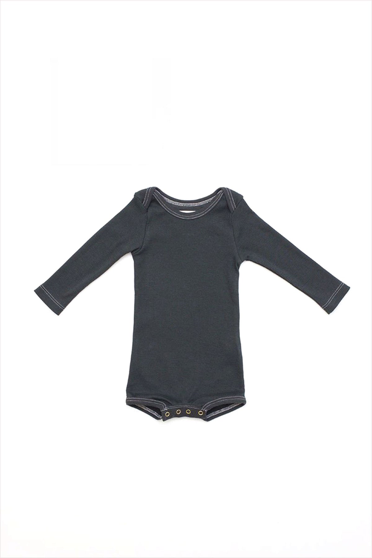 Long Sleeve Crawler w/ Snaps Charcoal