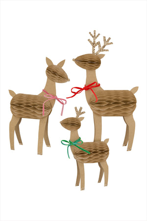 Honeycomb Reindeer Family