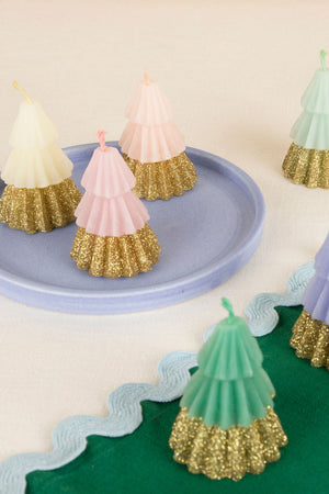 Rainbow Glitter Tree Candles