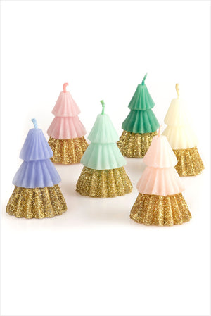 Rainbow Glitter Tree Candles