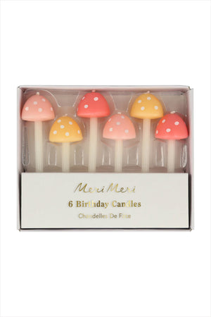 Mushroom Birthday Candles - Set of 6