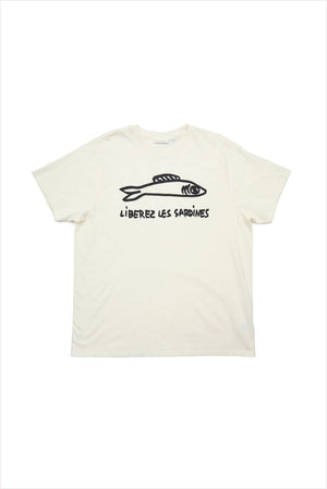 Clare V Liberez les Sardines Linen Tee Cream