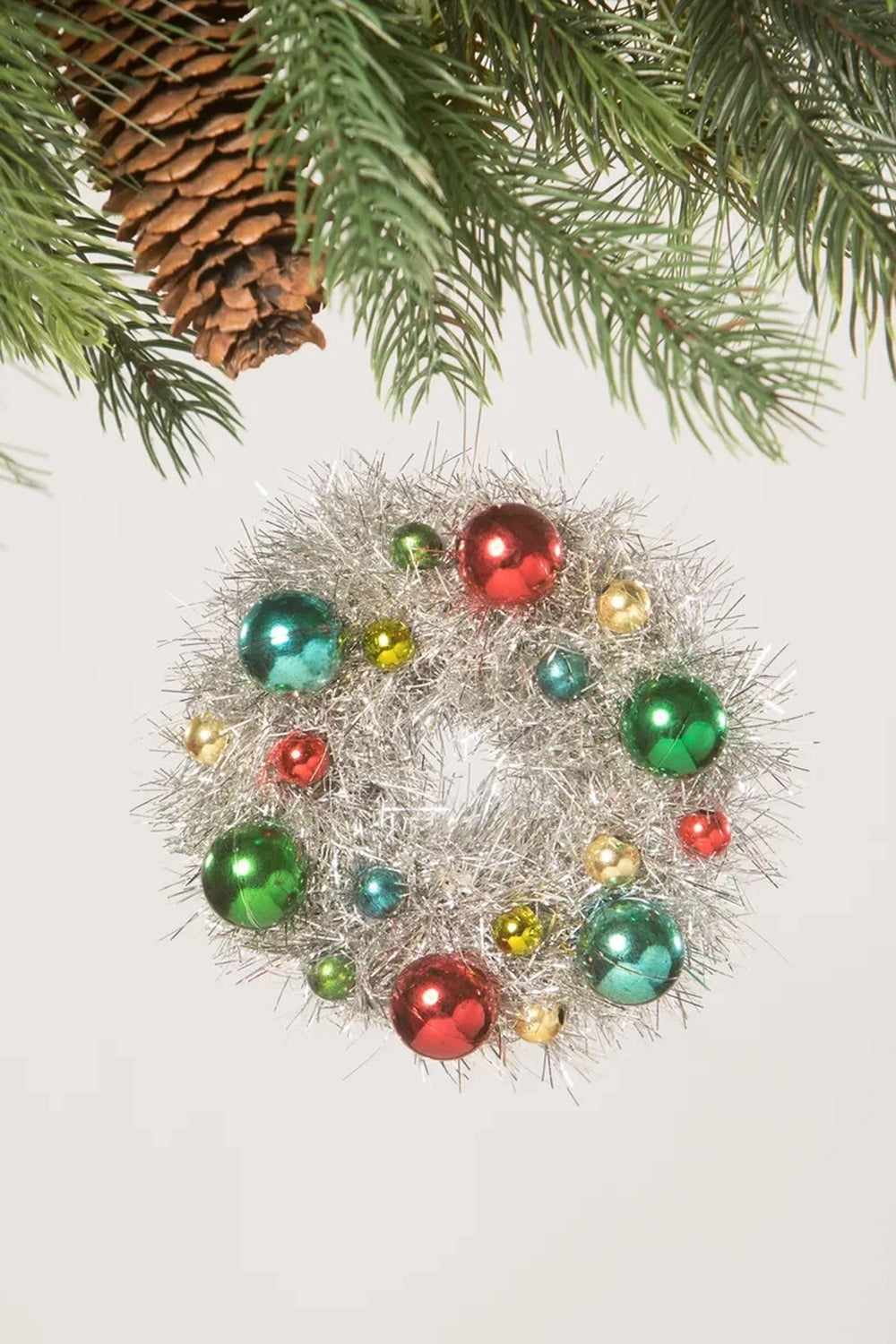Merry and Bright Small Tinsel Wreath Ornament