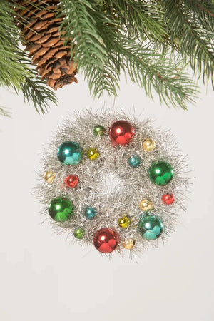 Merry and Bright Small Tinsel Wreath Ornament
