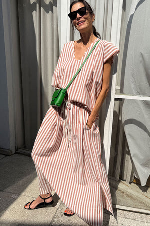 Two New York Geometric Top Terracotta Stripe