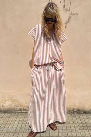 Two New York Geometric Top Terracotta Stripe