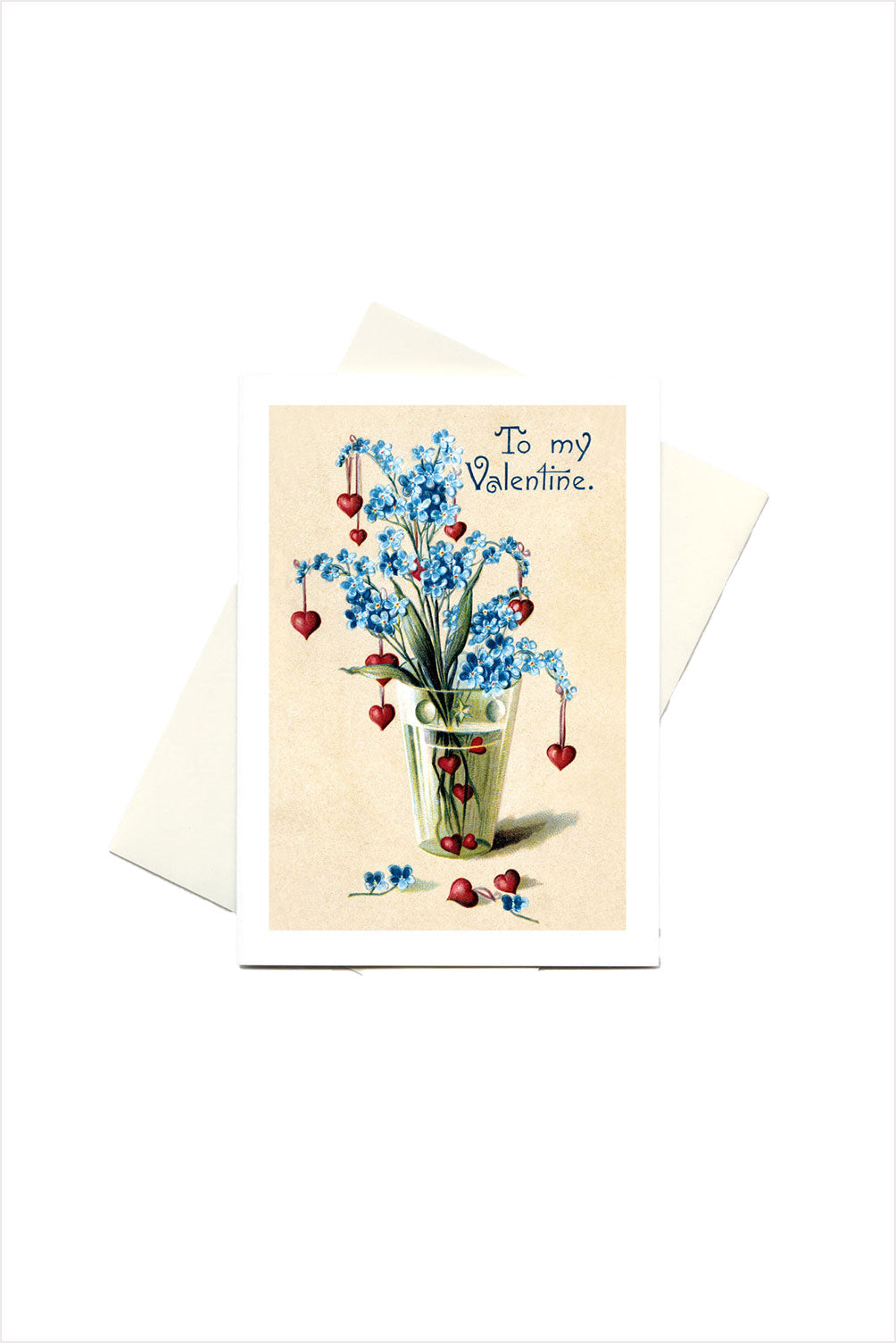 Vase of Hearts and For-Get-Me-Nots Valentine&#39;s Day Card